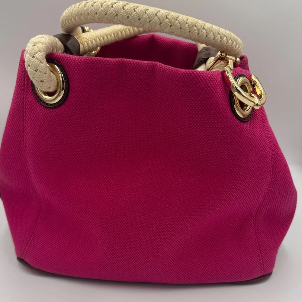 Michael Kors Fuchsia Tote with Cream Handles